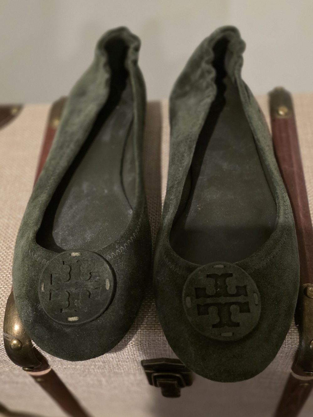 Tory Burch Olive Green Suede Ballet Flats